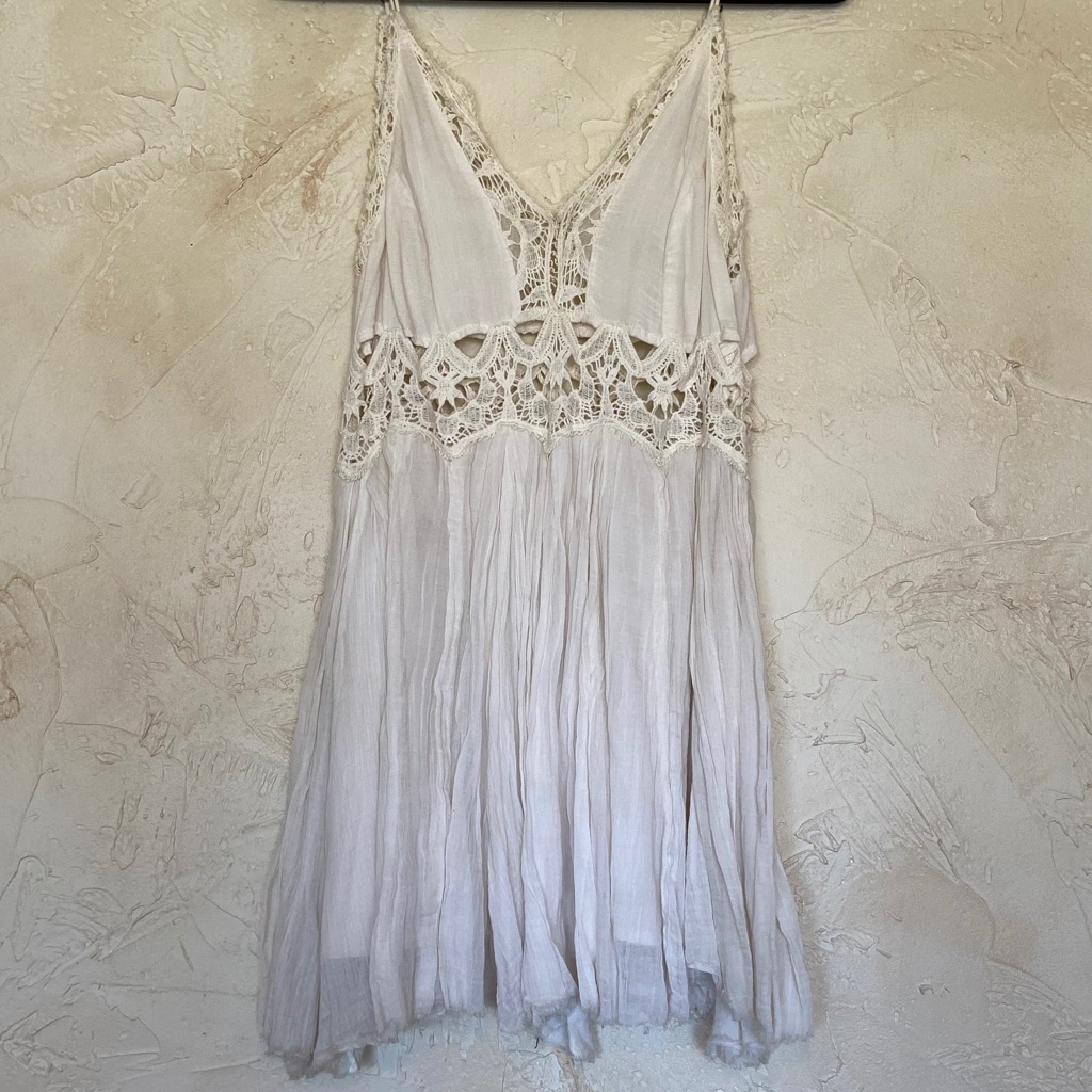Free People White Lace Slip Dress